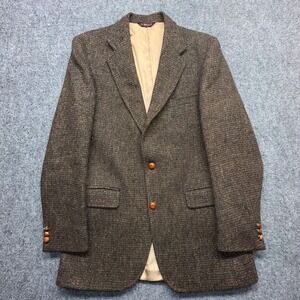 B.J. Keats Harris Tweed Blazer 100% Scottish Wool USA Tailored Herringbone Fleck